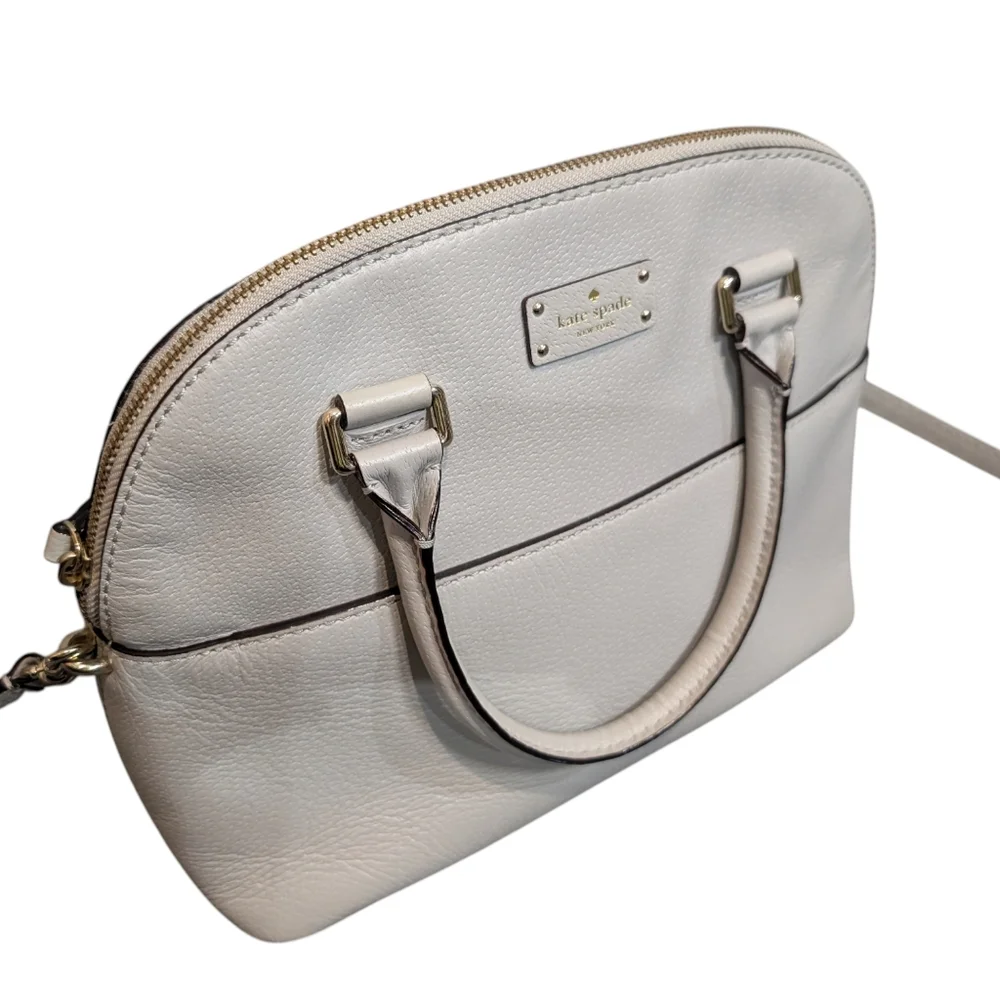 Kate Spade Grove Street Carli‎ Leather Gray Satchel Handbag With Crossbody Strap